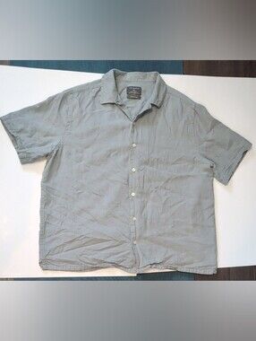 Men’s Primark Linen Blend Short Sleeve Button-Up Shirt - Sage Green Size XL
